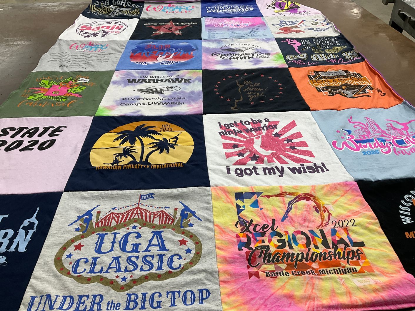 T-shirt quilt from university of georgia, university of wisconsin-whitewater by Rene from IL