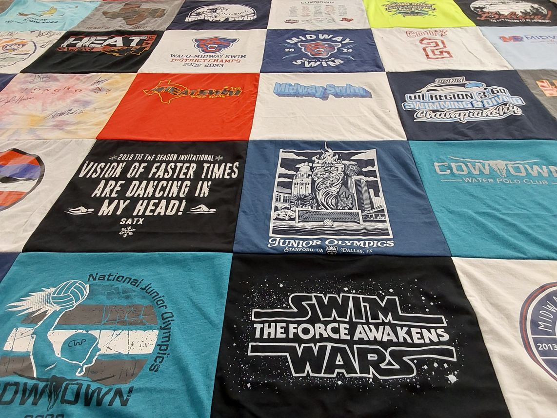 T-shirt quilt featuring cowtown water polo club by Kaye from TX
