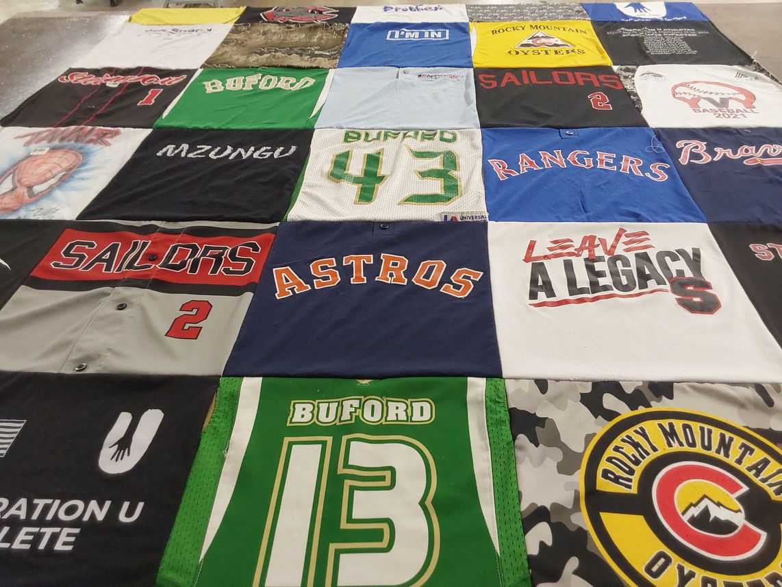 T-shirt quilt featuring buford high school baseball, sailors baseball by Bridget from GA