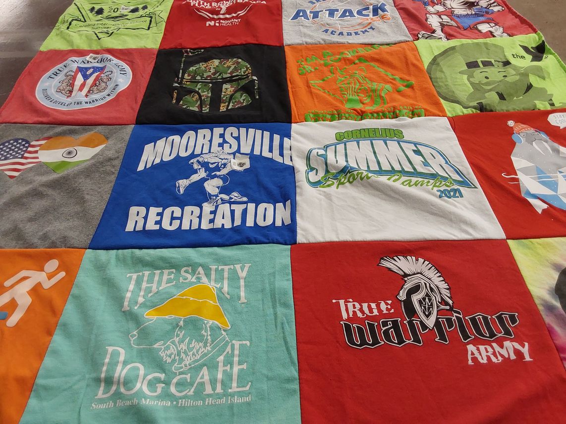 T-shirt quilt with recreation, sports themes by Amanda from NC