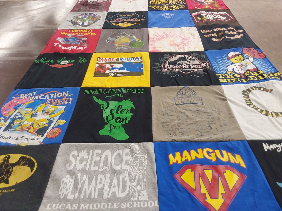 T-shirt quilt from mangum elementary school by ERICA from NC