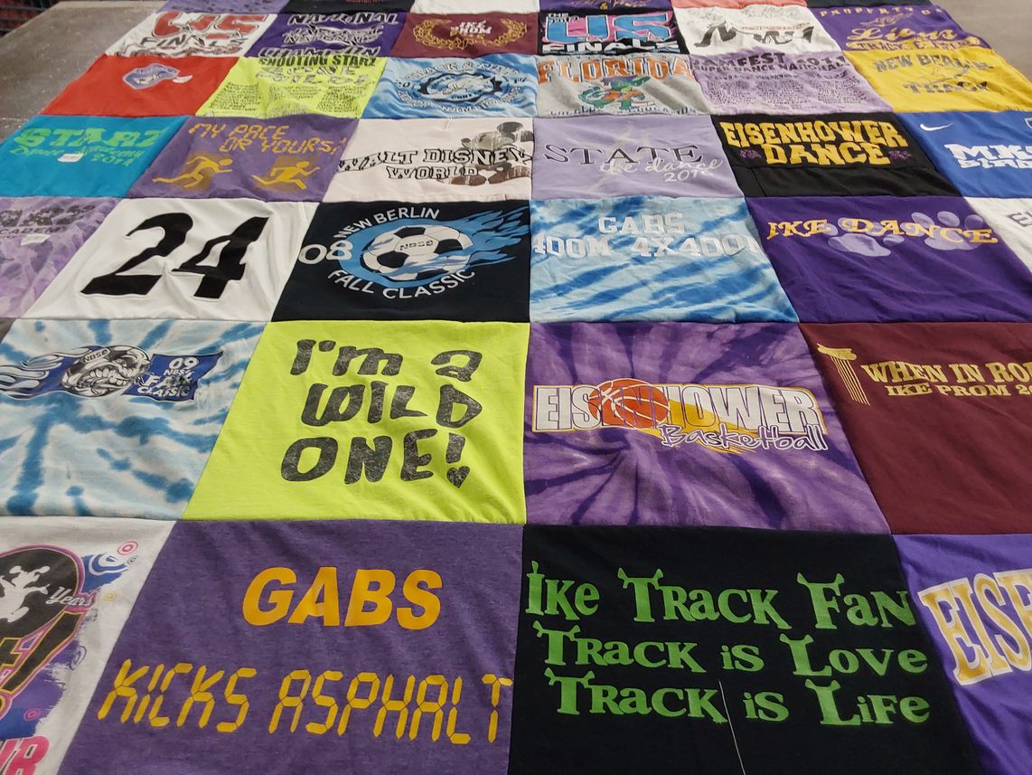 T-shirt quilt featuring eisenhower high school soccer team, eisenhower high school track and field team by Tracee from FL