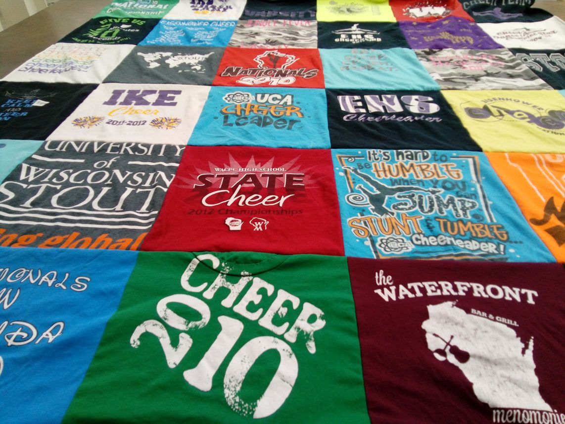 T-shirt quilt from university of wisconsin stout by Tracee from FL