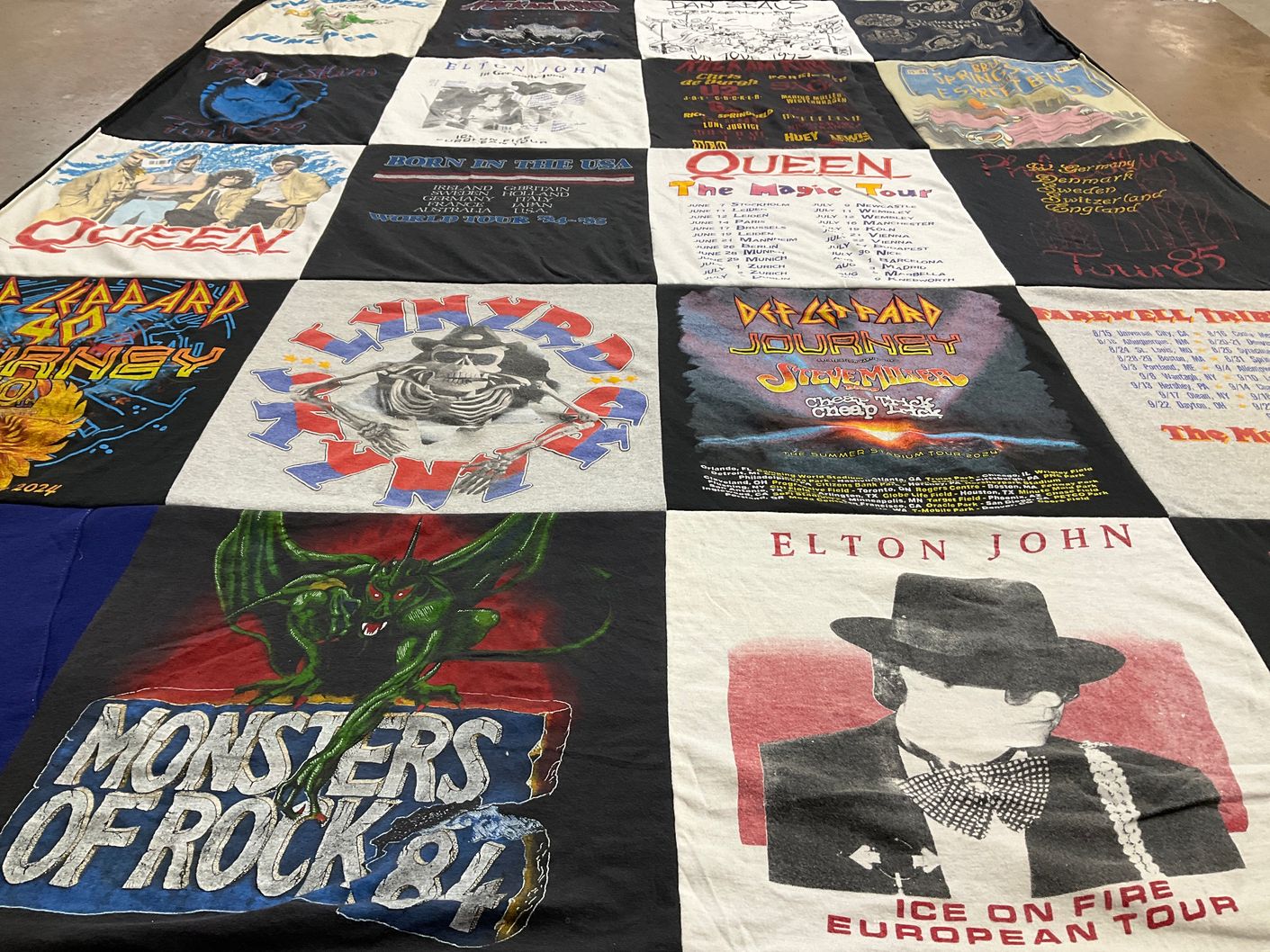 T-shirt quilt with music, rock themes by Lia from PA