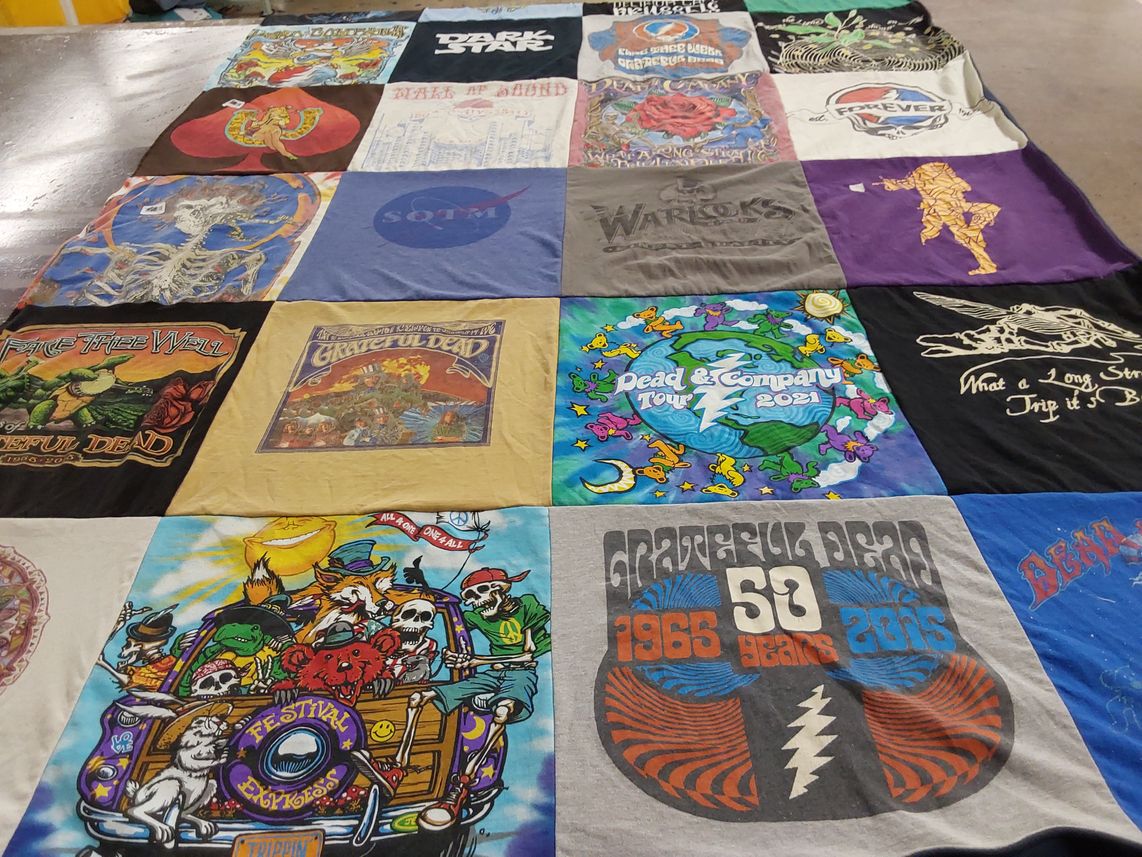 T-shirt quilt with music, concerts themes by michael from NJ