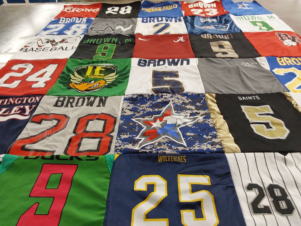 T-shirt quilt featuring wolverines by Sharon from CA