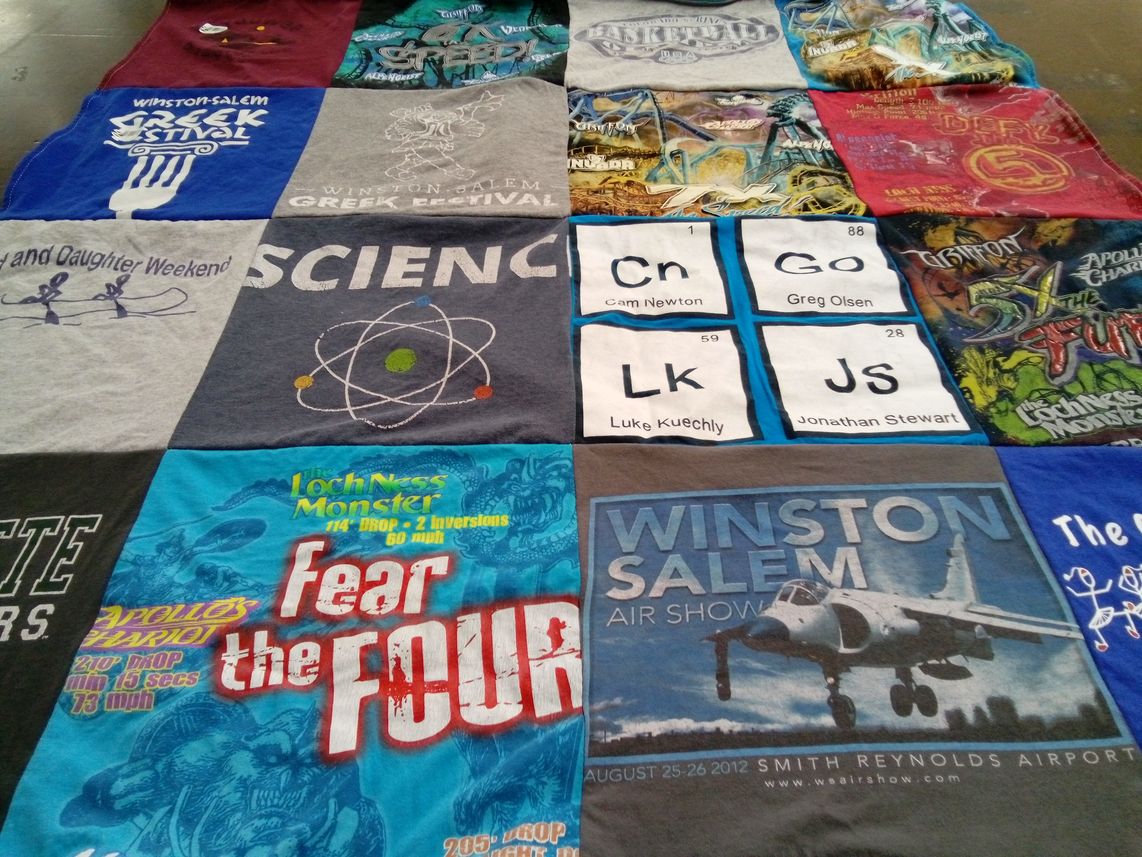 T-shirt quilt featuring carolina panthers by Sarah from OK