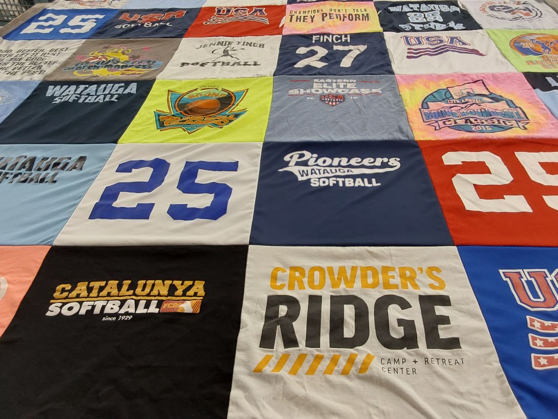 T-shirt quilt featuring watagua softball team by Missy from NC