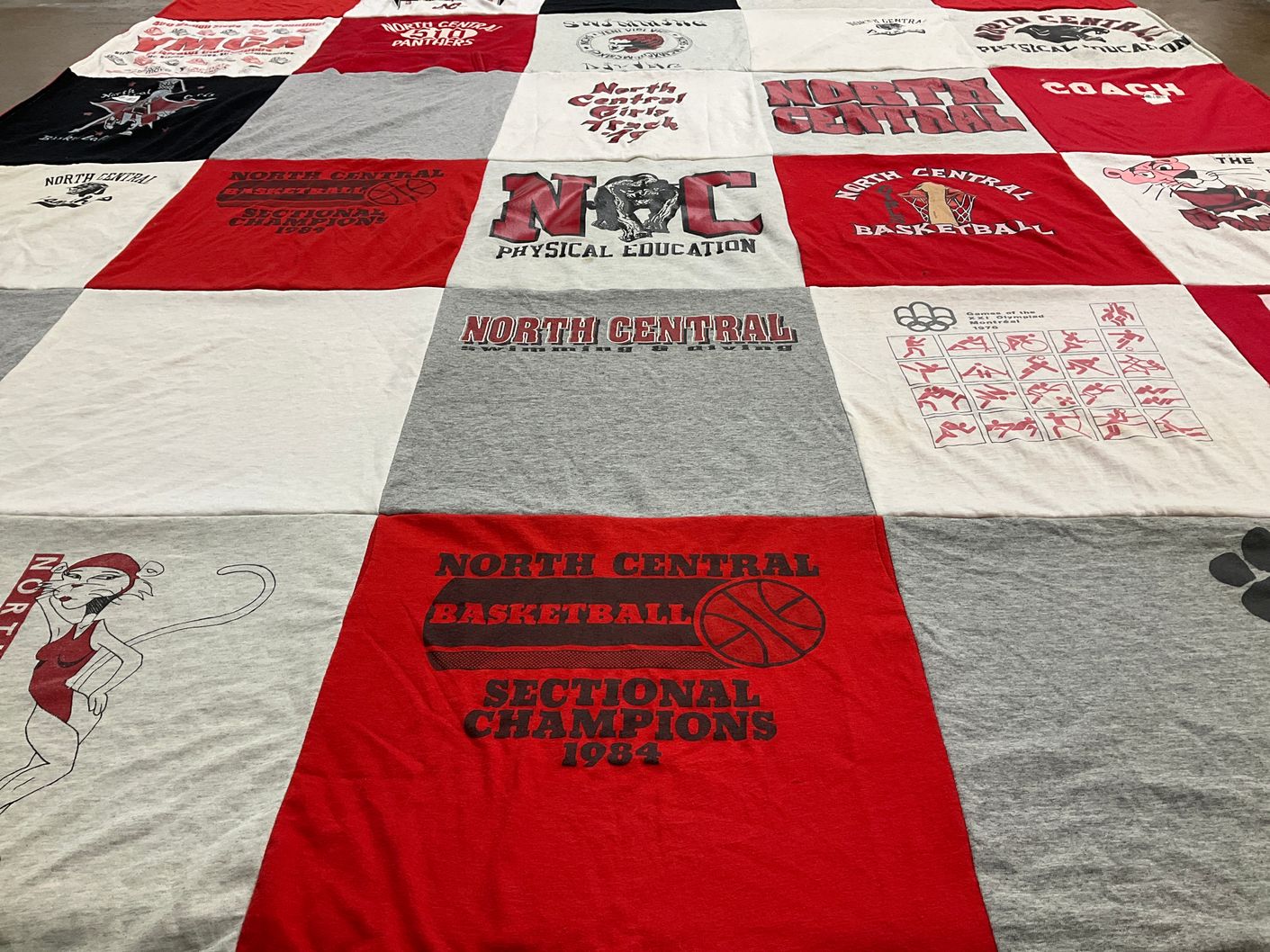 T-shirt quilt featuring north central high school basketball by Jane from IN