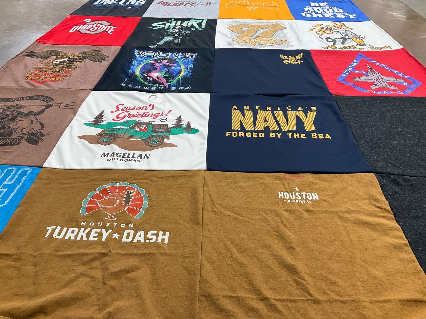T-shirt quilt from ohio state university, texas tech university by Trish from TX