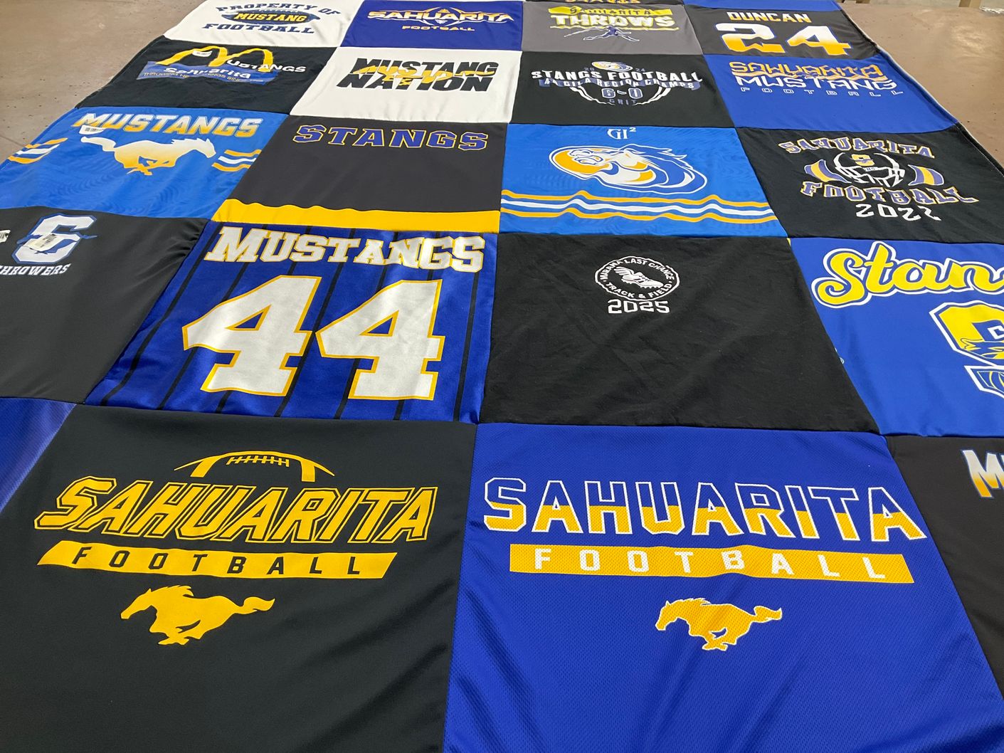T-shirt quilt featuring sahuarita mustangs football by Stefanie from AZ