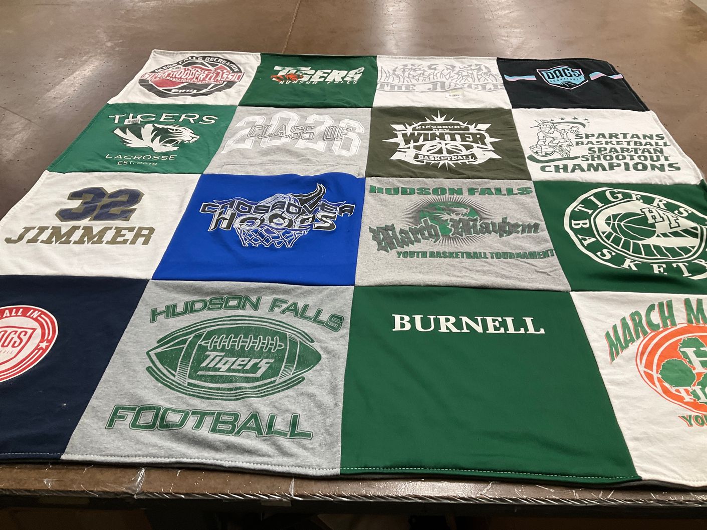 T-shirt quilt featuring hudson falls tigers basketball, hudson falls tigers football by TONI from NY