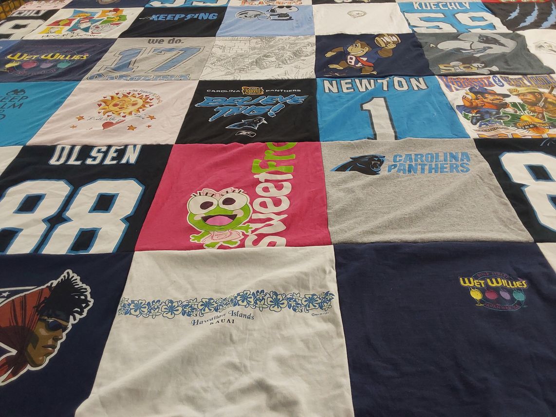T-shirt quilt featuring carolina panthers by Christine from NC