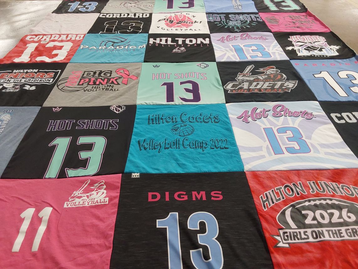 T-shirt quilt featuring hilton cadets, hot shots by Tina from NY