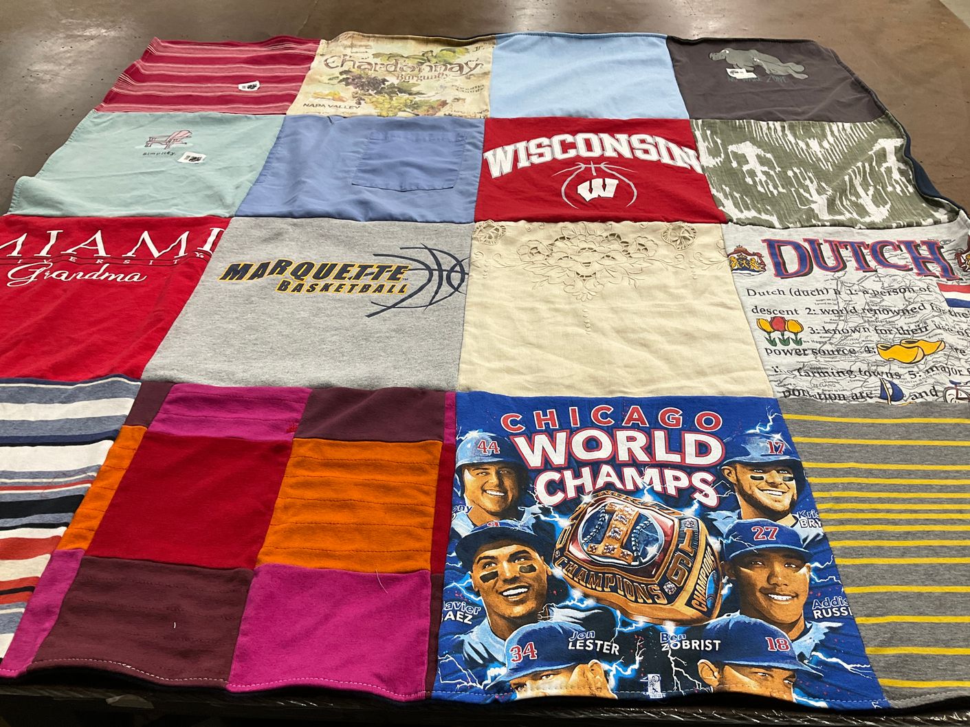 T-shirt quilt featuring marquette university basketball, chicago cubs by Kristin from WI