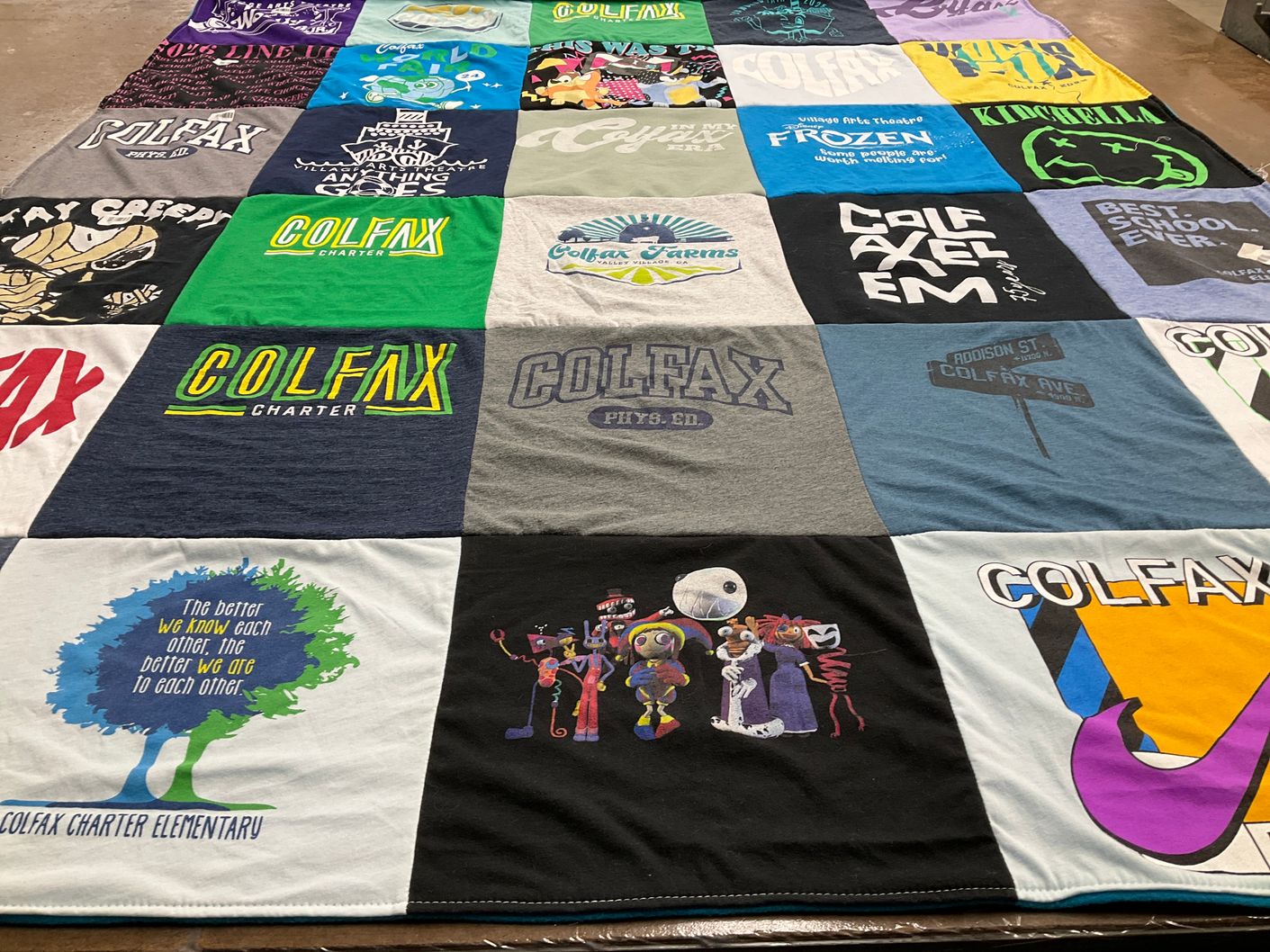 T-shirt quilt from colfax charter elementary by Jennifer from CA