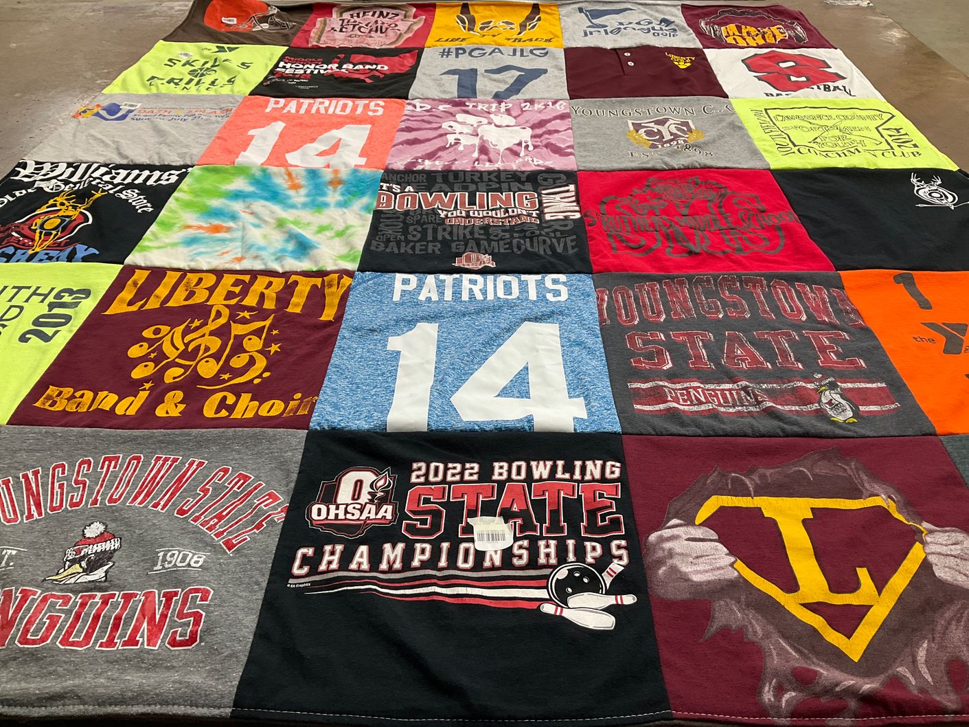 T-shirt quilt featuring youngstown state university penguins by Ann-Marie from OH