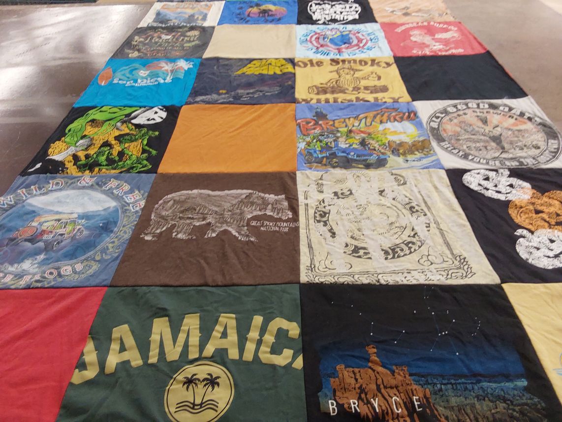 T-shirt quilt with travel, nature themes by Melanie from VA