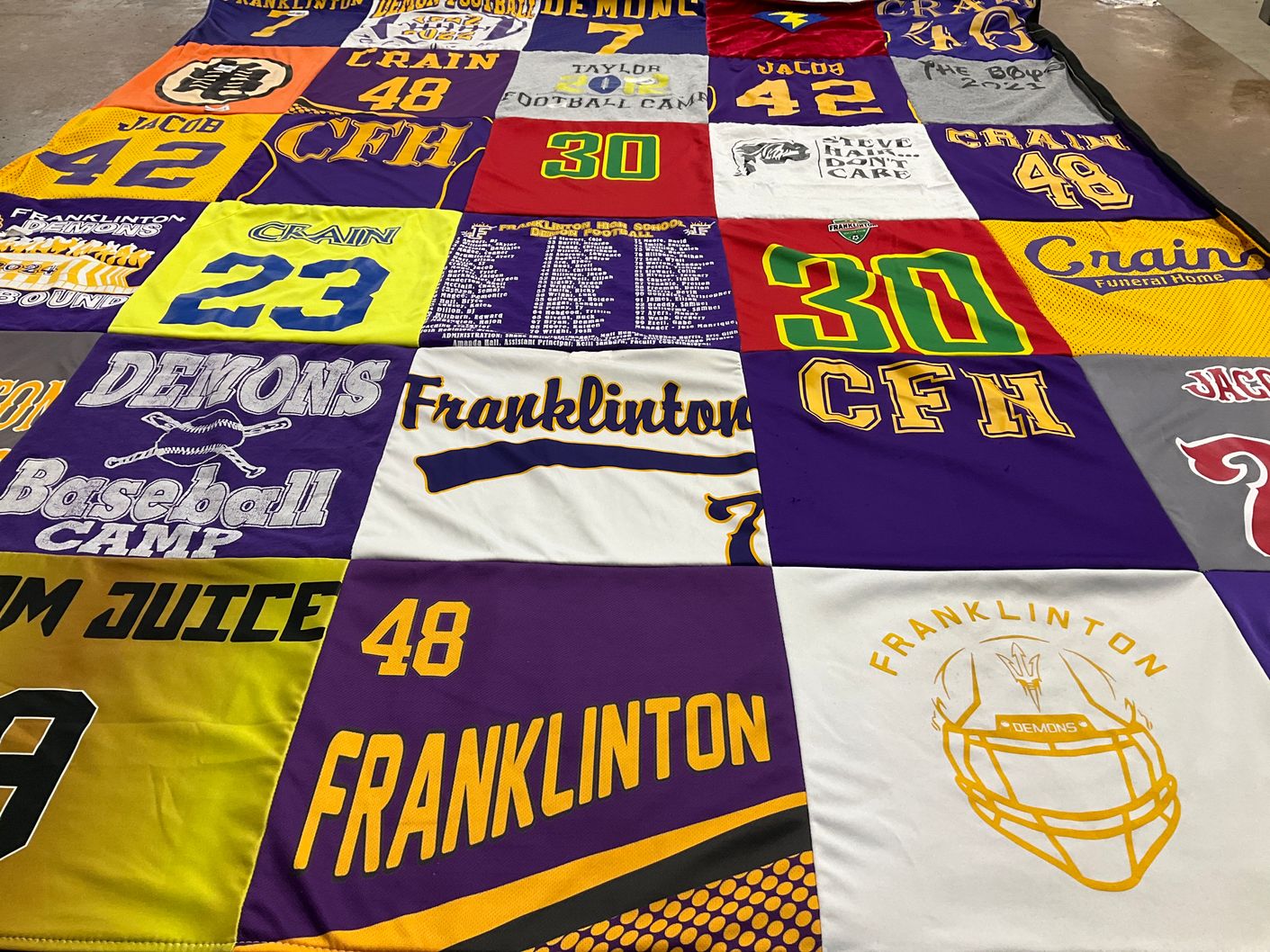 T-shirt quilt featuring franklinton demons by Kristi from LA