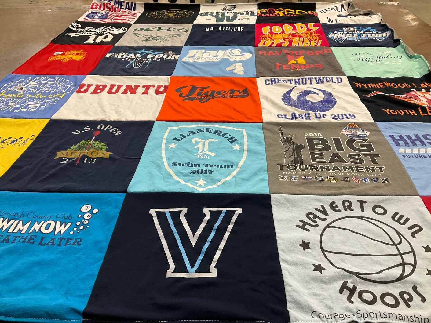 T-shirt quilt featuring haverford high school, big east conference by Barbara from PA