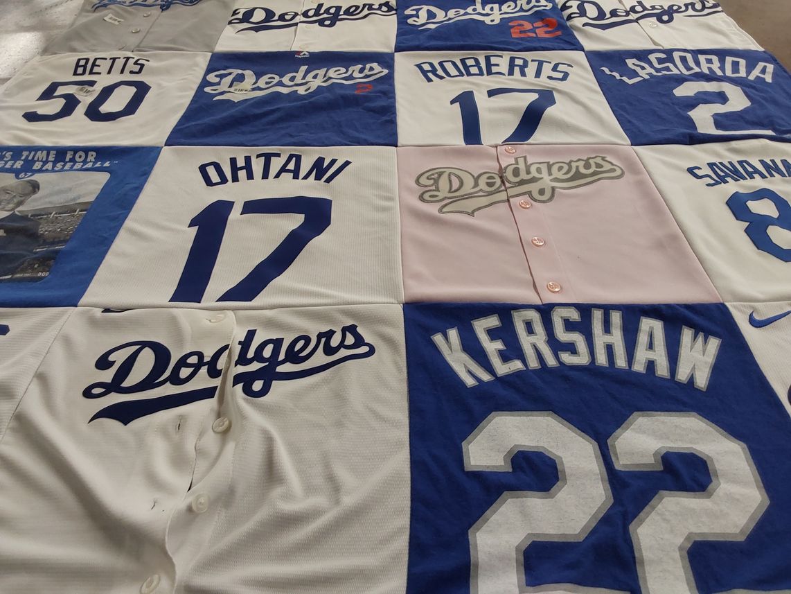 T-shirt quilt with baseball themes by Nicole from CA