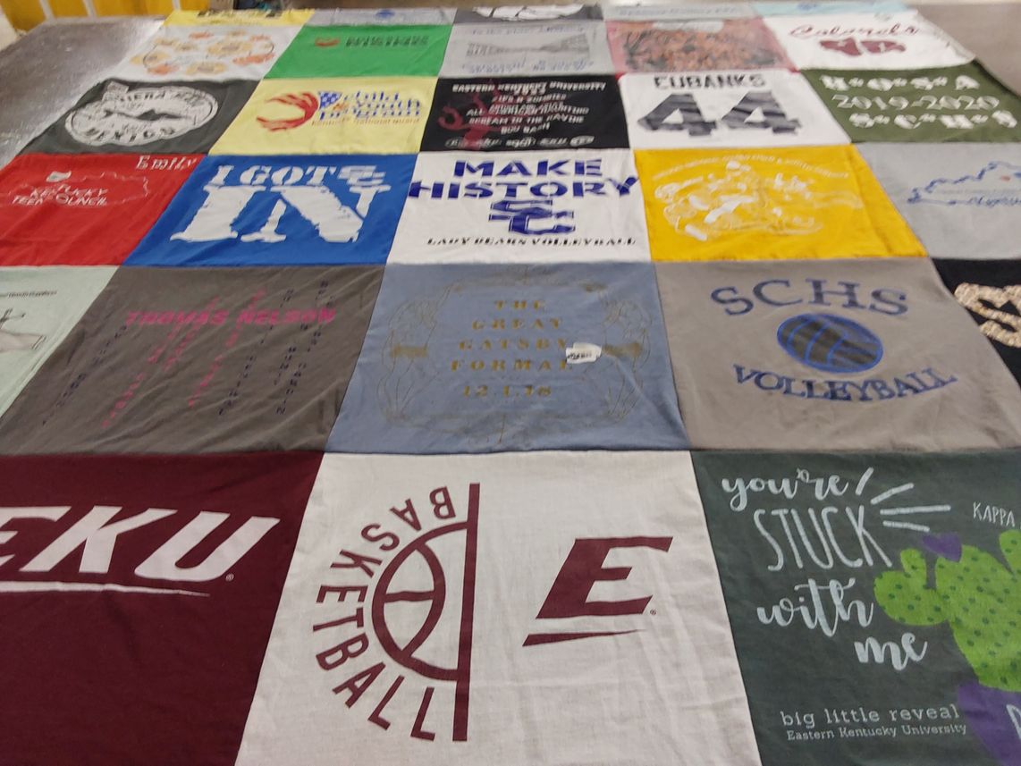 T-shirt quilt featuring eastern kentucky university basketball, schs volleyball by Holly from KY