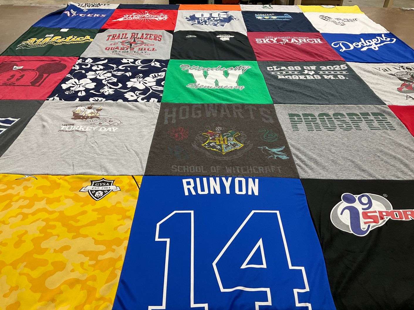 T-shirt quilt from rogers middle school, prosper high school by Jessica from TX