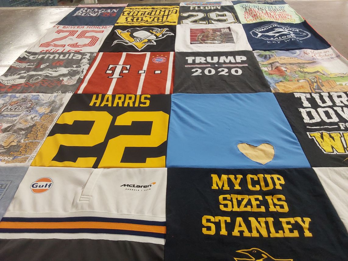 T-shirt quilt featuring pittsburgh penguins by Caroline from VA