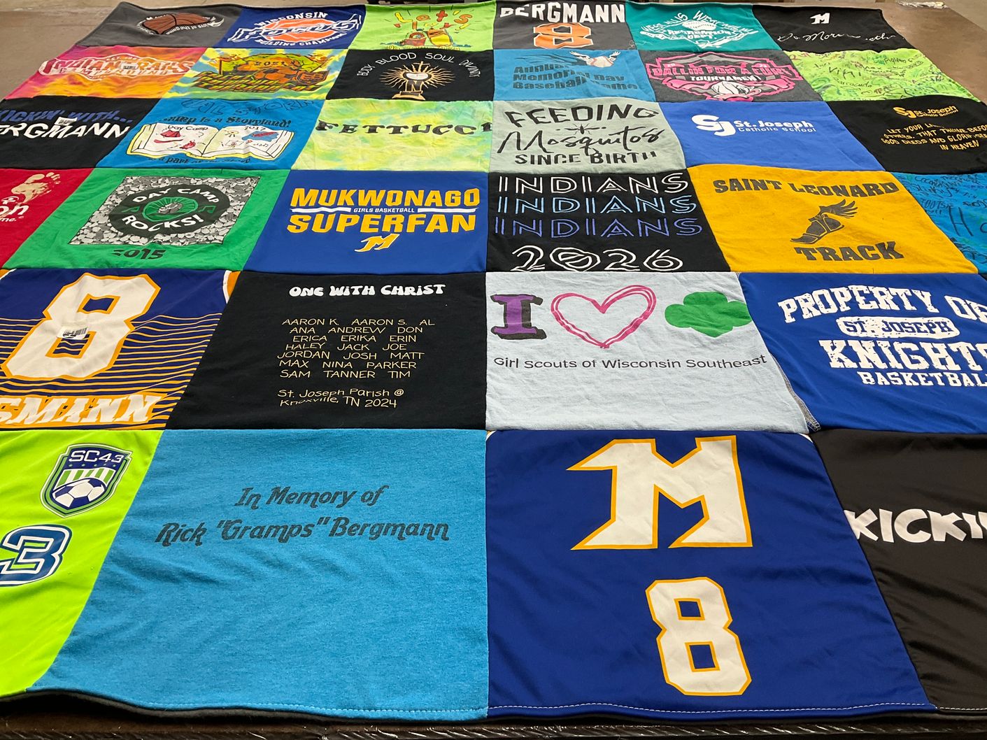 T-shirt quilt featuring mukwonago superfan, knights basketball by Jennifer from WI