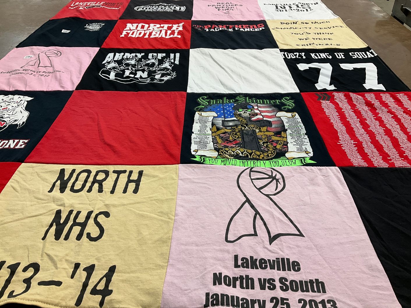 T-shirt quilt featuring lakeville north high school football by Cole from WI