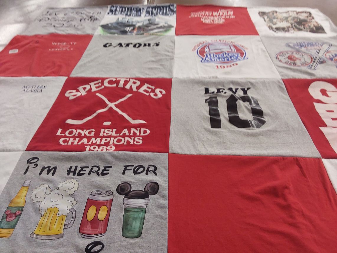 T-shirt quilt featuring long island spectres by Donna from CT