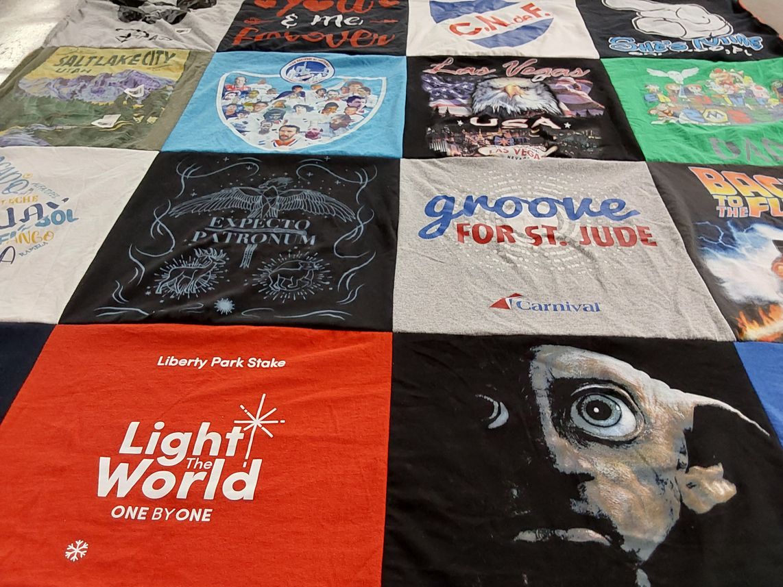 T-shirt quilt with travel, entertainment themes by Eduardo from NJ