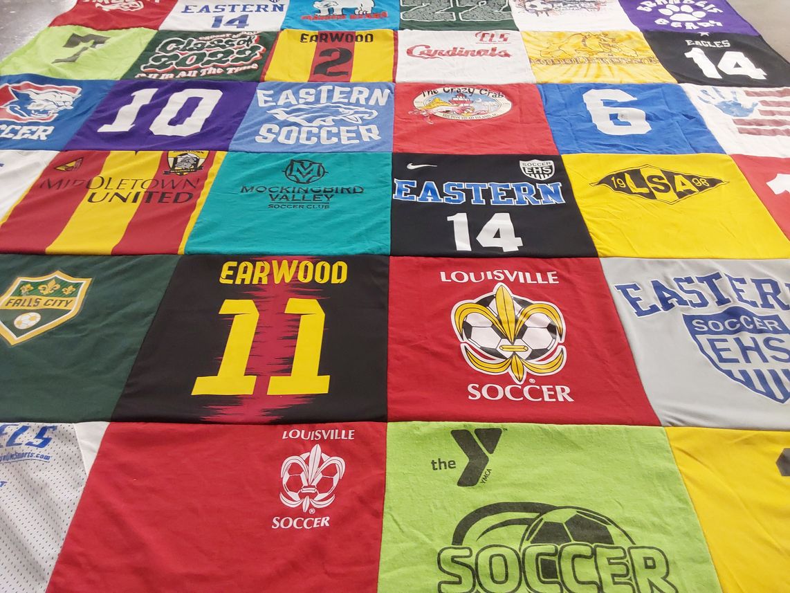 T-shirt quilt featuring louisville soccer team, eastern high school soccer team by Jennifer from KY