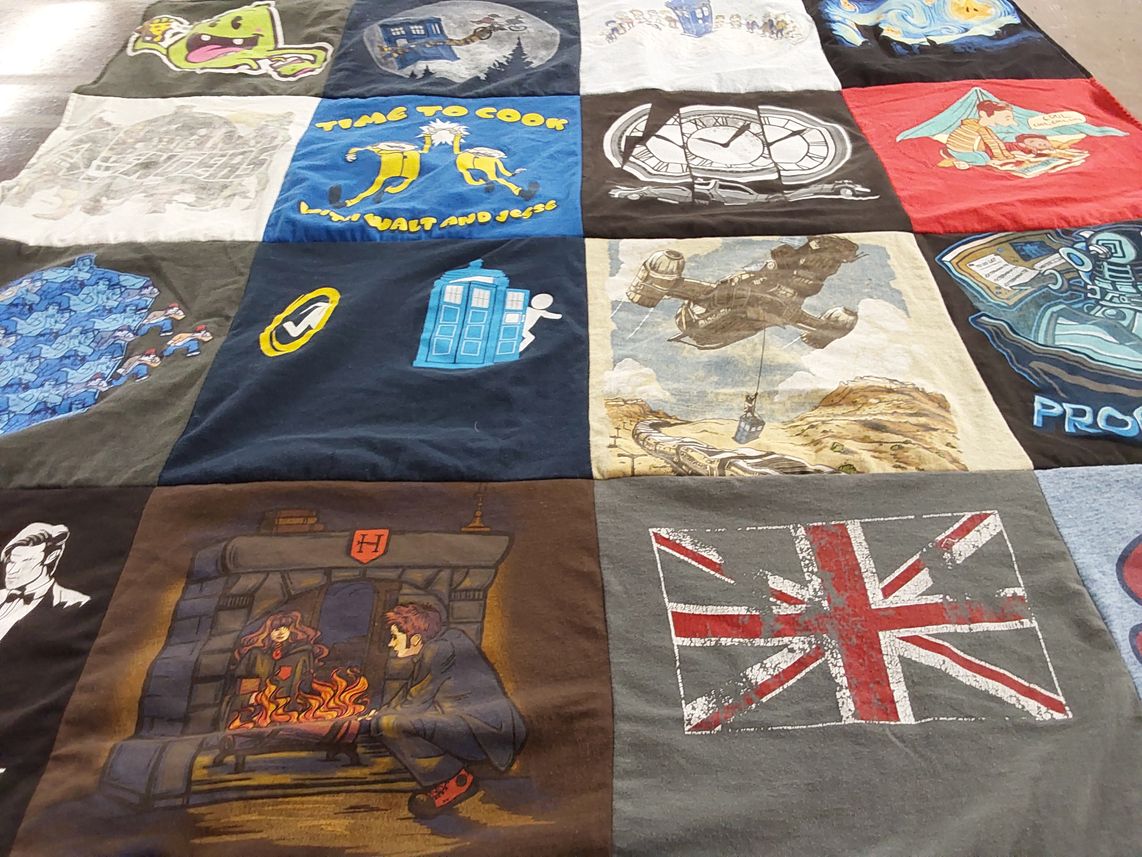 T-shirt quilt with drama, sci-fi themes by Allison from LA