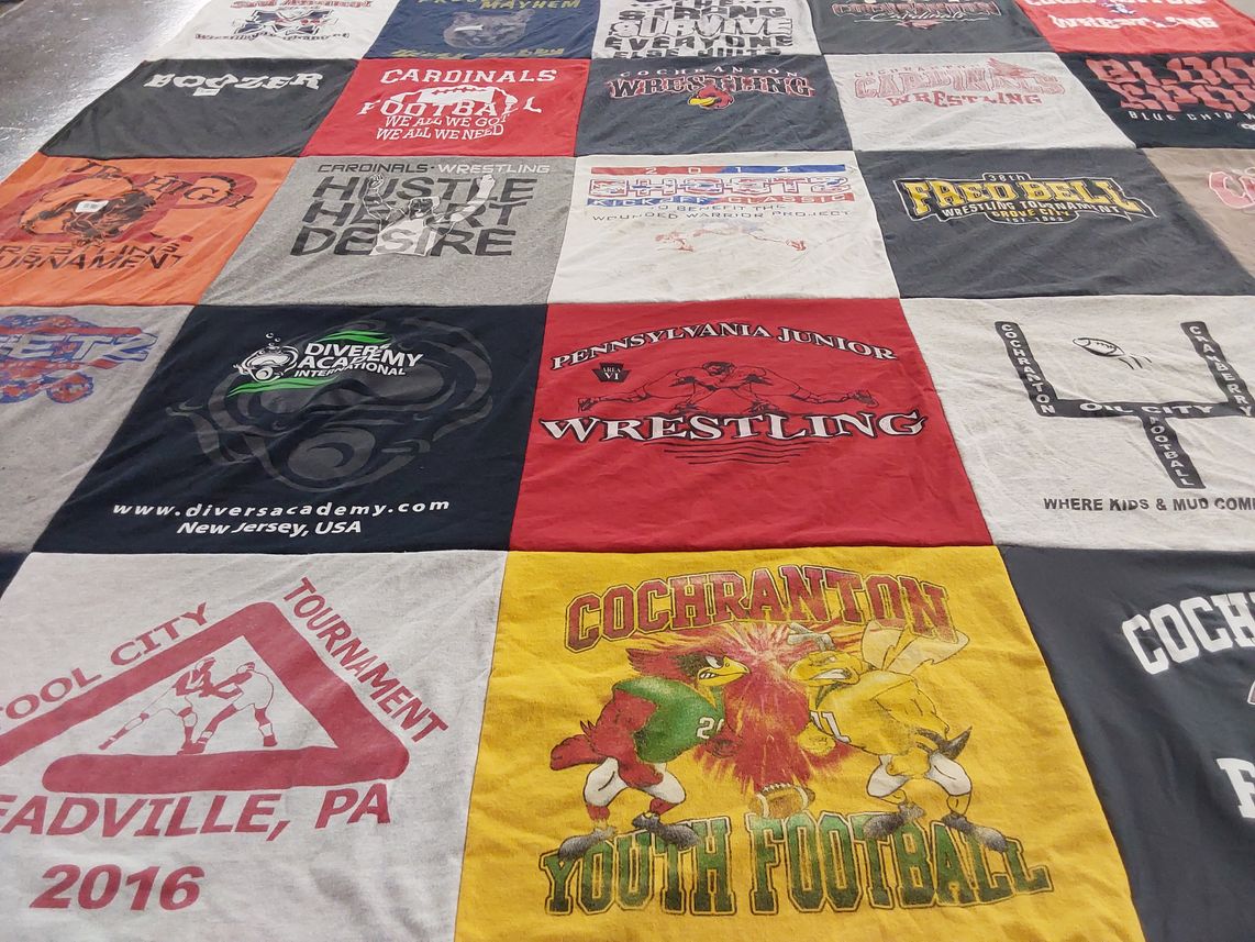 T-shirt quilt featuring pennsylvania junior wrestling, cardinals wrestling by Stacey from PA