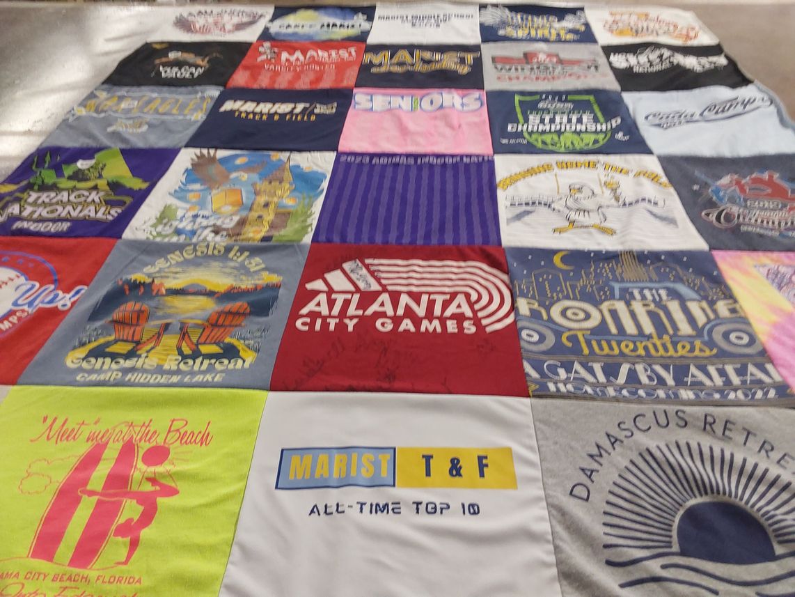 T-shirt quilt featuring marist school track and field by Jihye from GA