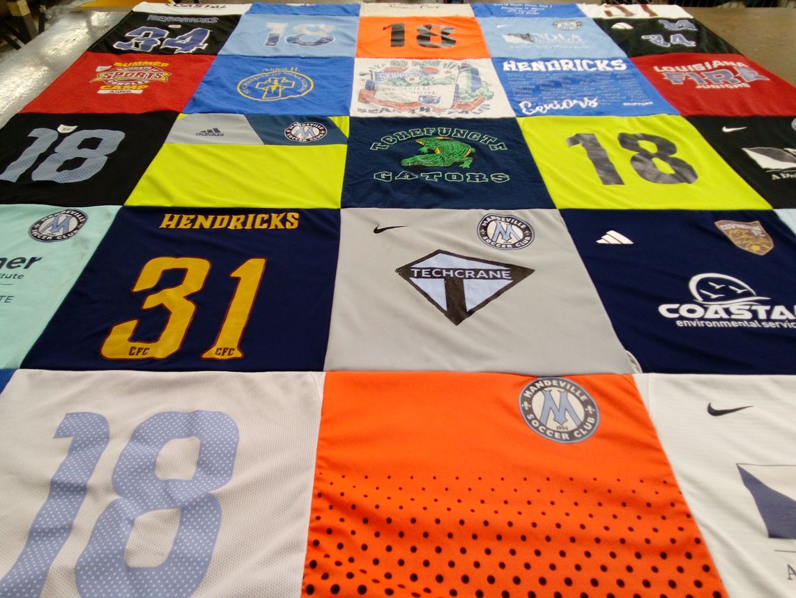 T-shirt quilt from mandeville soccer club by Sybil from LA