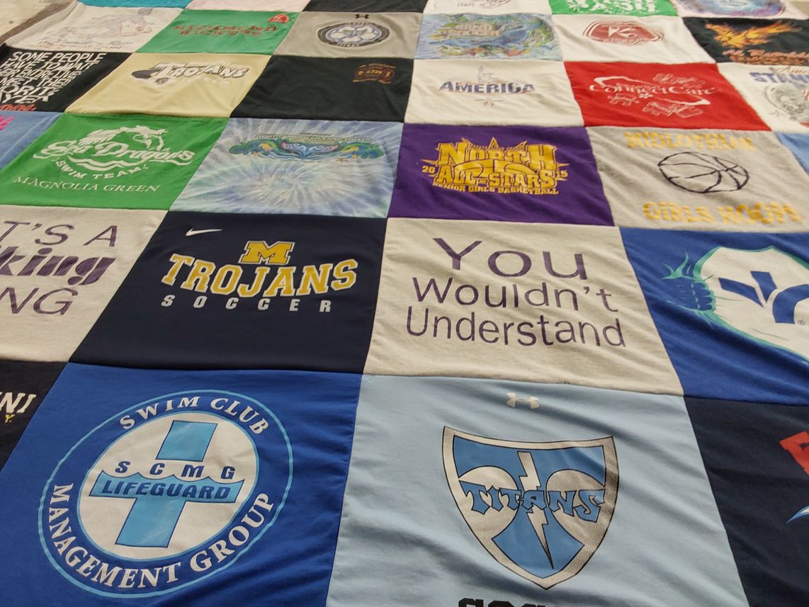 T-shirt quilt featuring trojans, titans by Danielle from VA