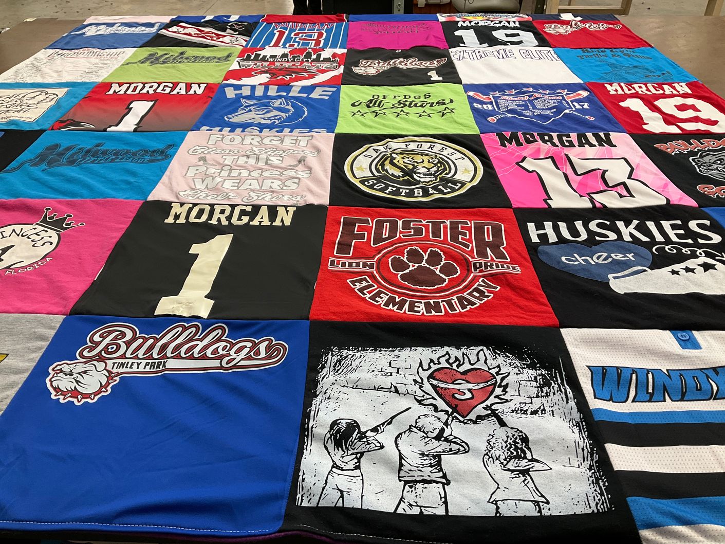 T-shirt quilt featuring bulldogs by Nicole from IL