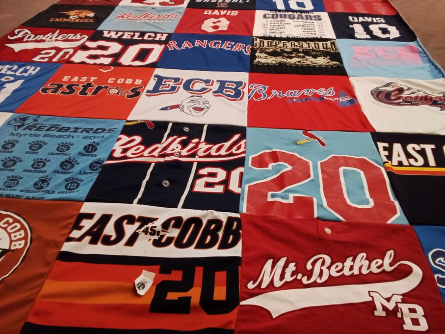 T-shirt quilt featuring myrtle beach redbirds, east cobb astros by Laura from AL