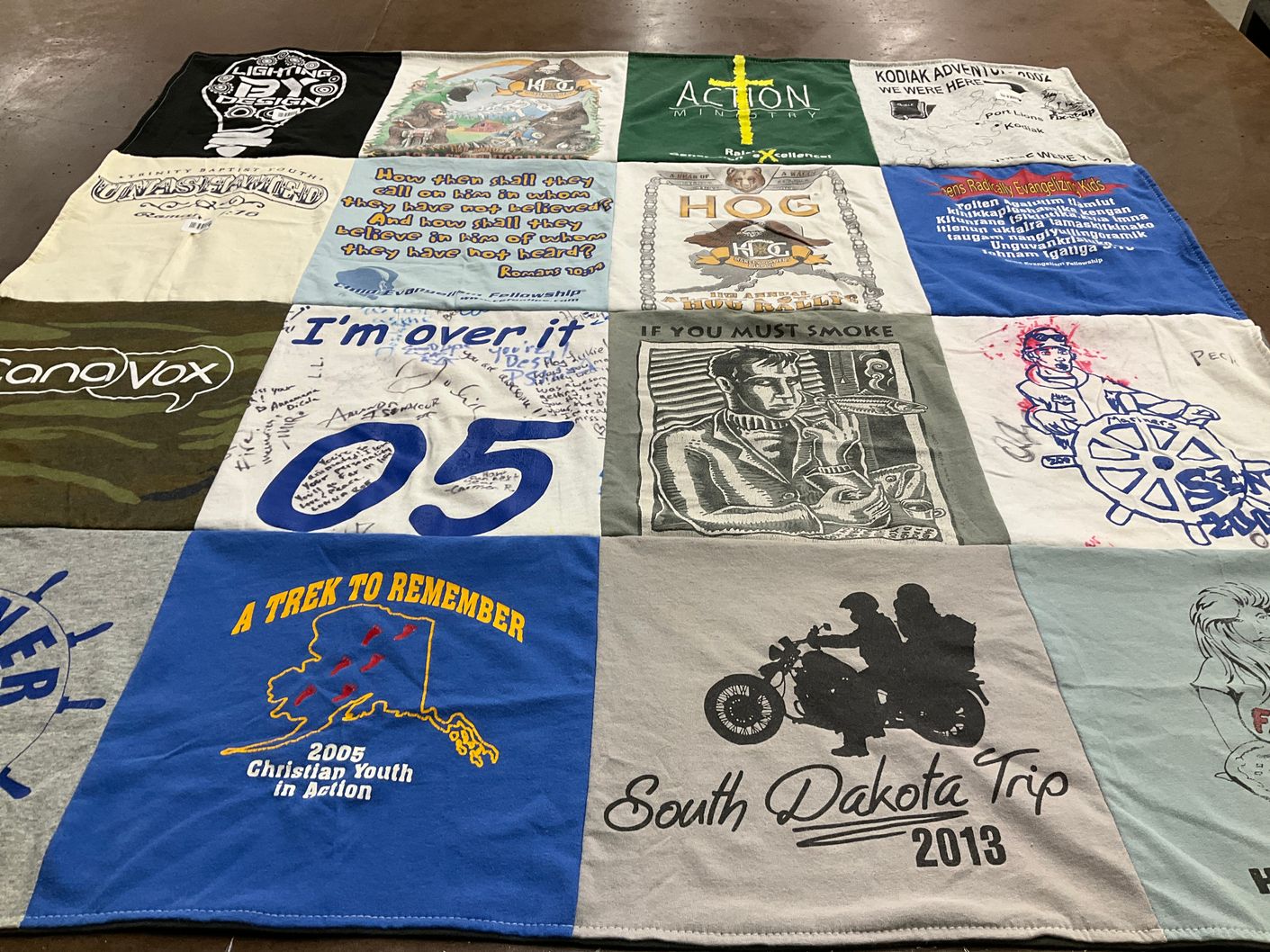 T-shirt quilt with youth, adventure themes by Scott from WA