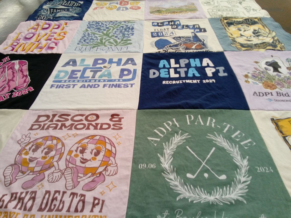 T-shirt quilt with sorority, sisterhood themes by emma from TX
