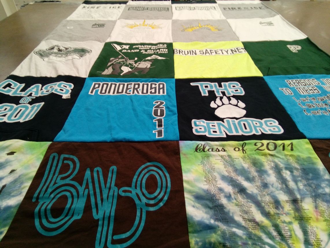 T-shirt quilt from ponderosa high school by Kimberley from CA