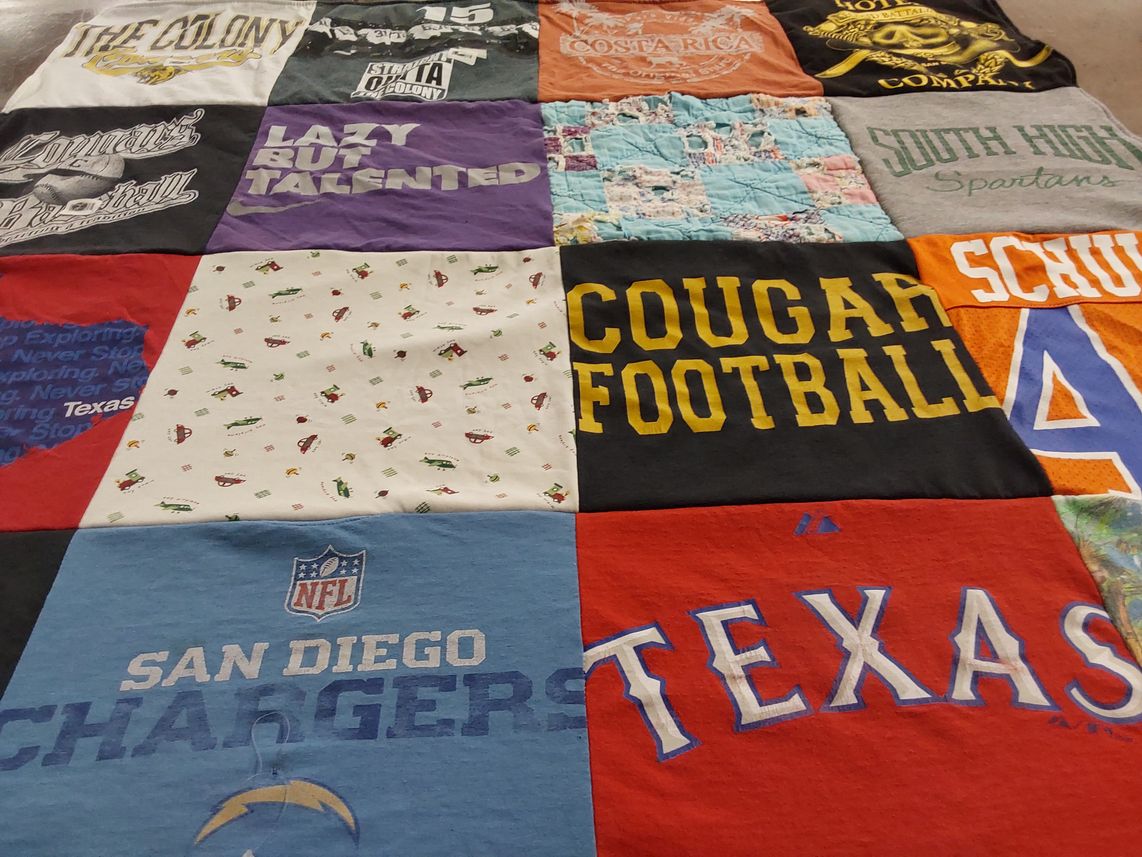 T-shirt quilt featuring san diego chargers, cougar football by Traci from TX