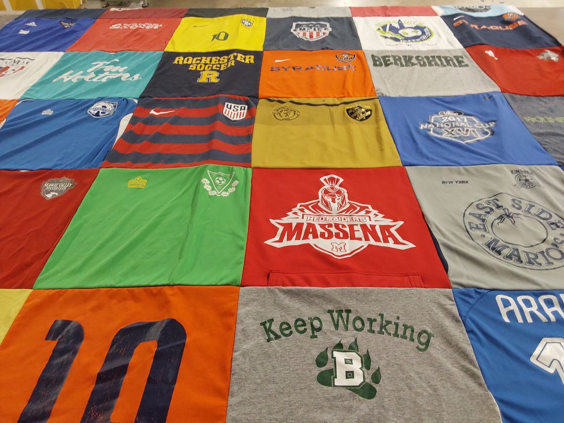 T-shirt quilt featuring rochester soccer, massena red raiders by Ryanne from NY