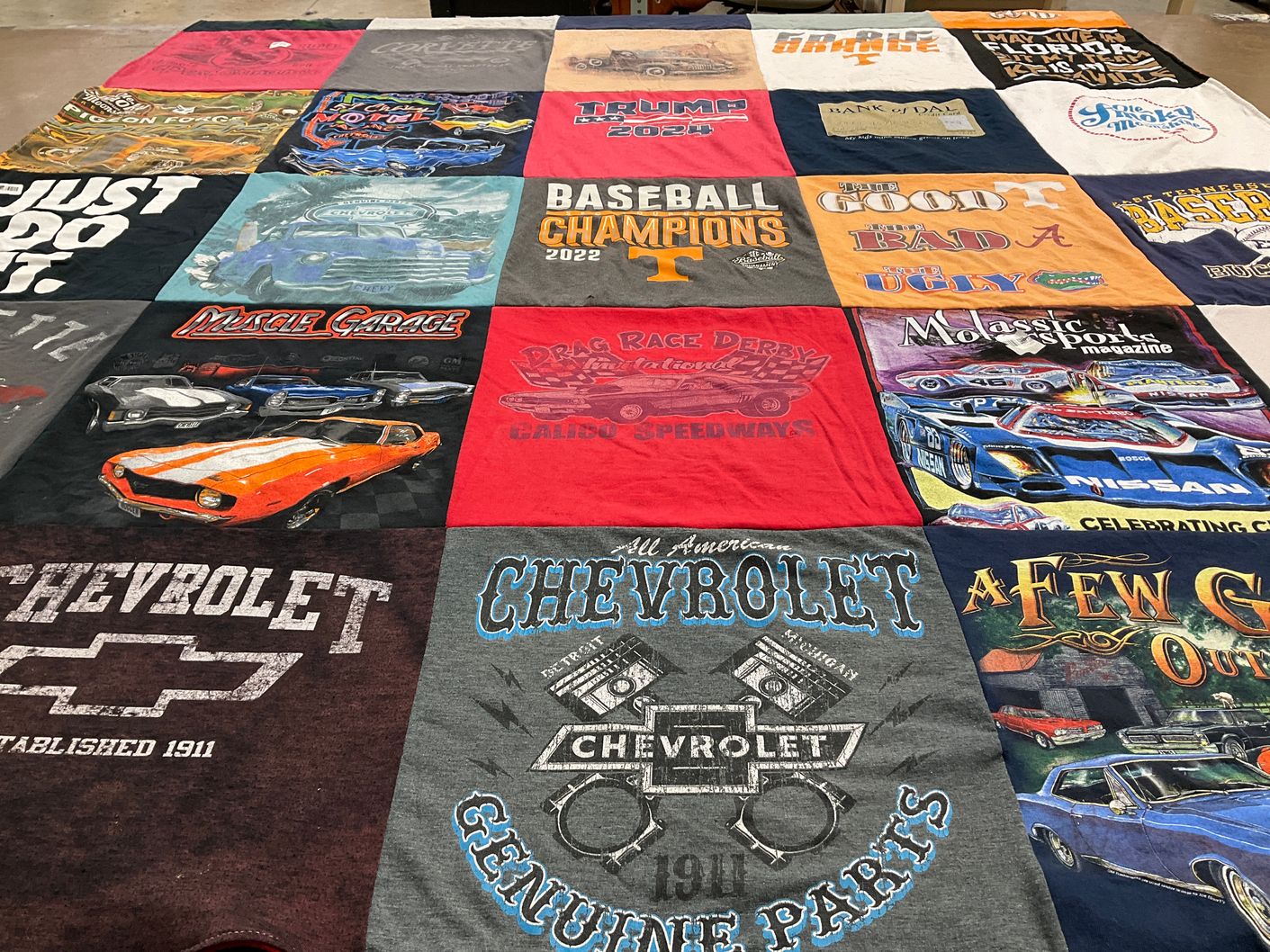 T-shirt quilt with cars, racing themes by johnny from FL