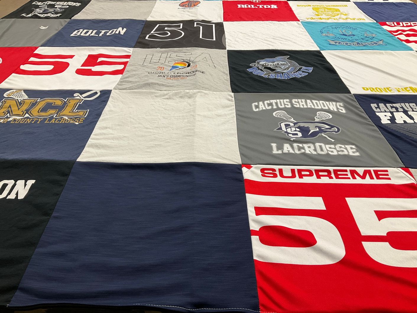 T-shirt quilt featuring cactus shadows lacrosse by Christine from AZ