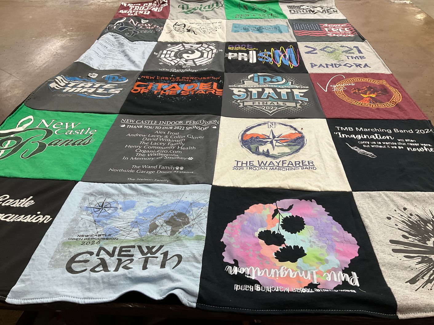T-shirt quilt featuring trojan marching band by Kerri from IN