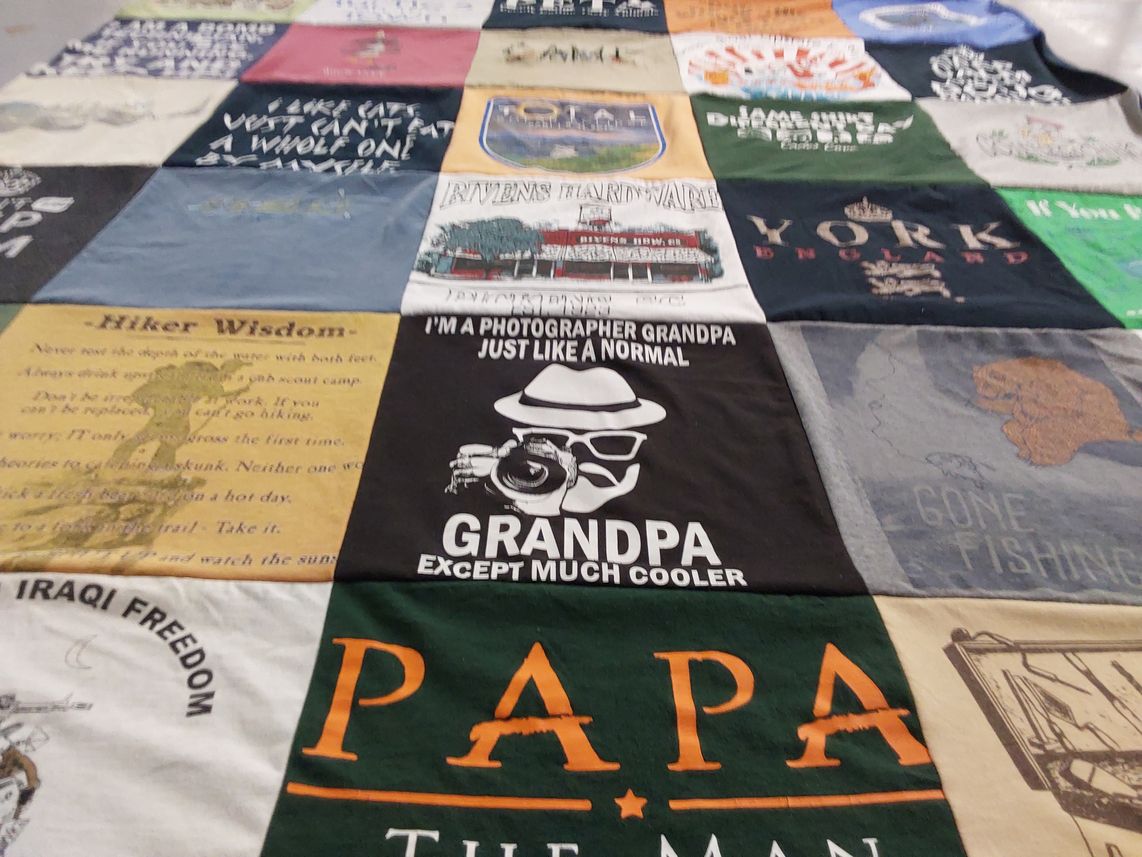 T-shirt quilt with photography, hiking themes by Louise from SC