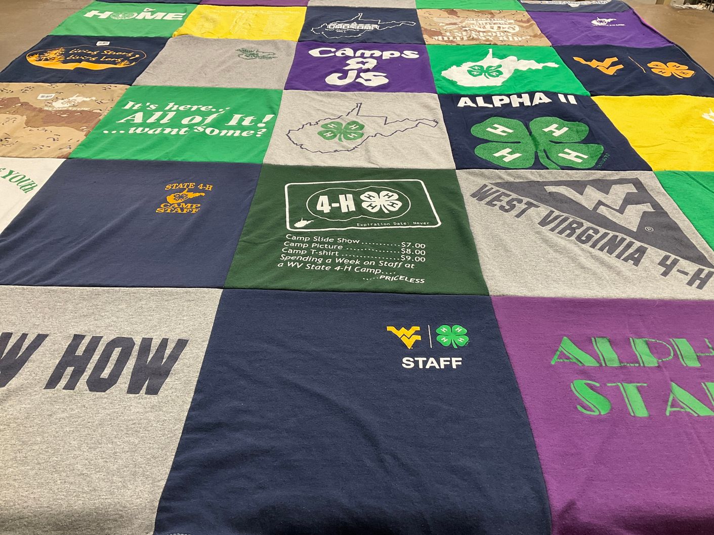 T-shirt quilt from west virginia university by Jean Ann from WV